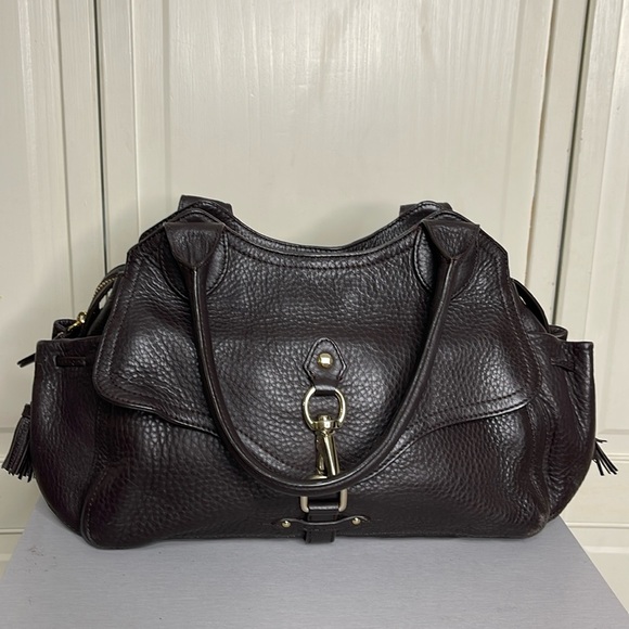 Cole Haan Village H06 Pebble Leather Tassel Dark Brown Shoulder Bag - Picture 16 of 16